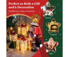 Costway 3PCS Christmas Lighted Gift Boxes Red Bowknots Present Xmas Ornament w/60 LED Porch Yard