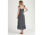 MILLERS - Womens Dresses -  Crinkle Maxi Dress With Bust Shirring - Navy Spo