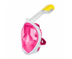Full Face Dry Diving Mask Adult Silicone Snorkeling Suit - Pink-S, M