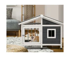 Alopet Wooden Pet Dog Kennel Awning Cabin Log Box Home Dog Cage Timber House