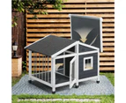 Alopet Wooden Pet Dog Kennel Awning Cabin Log Box Home Dog Cage Timber House