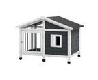 Alopet Wooden Pet Dog Kennel Awning Cabin Log Box Home Dog Cage Timber House