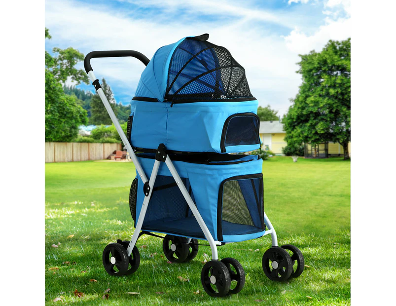 i.Pet Pet Stroller Dog Pram Large Cat Carrier Travel Pushchair Foldable 4 Wheels