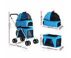 i.Pet Pet Stroller Dog Pram Large Cat Carrier Travel Pushchair Foldable 4 Wheels