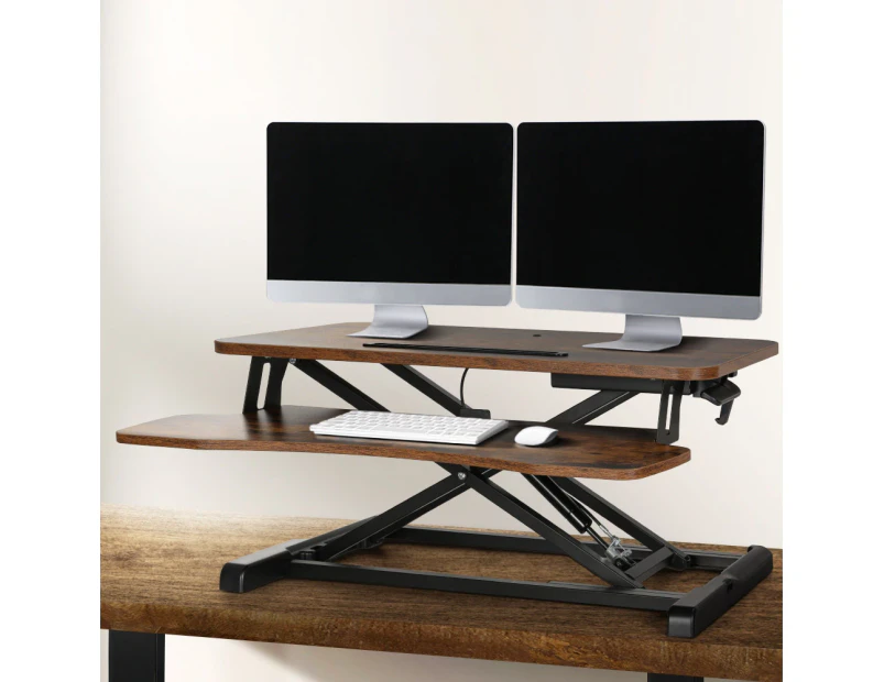 Artiss Standing Desk Riser Height Adjustable Rustic Brown 80CM