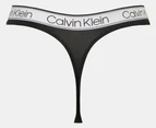 Calvin Klein Women's Chromatic Thong 3-Pack - Black/Red Carpet/Chalk Stripe Grey