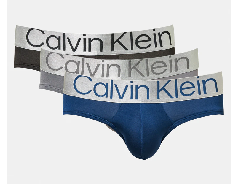 Calvin Klein Men's Reconsidered Steel Microfibre Hip Briefs 3-Pack - Black/Grey/Navy
