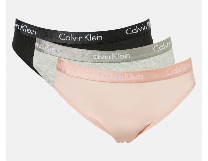 Calvin Klein Women's Motive Cotton Bikini Briefs 3-Pack - Black/Grey Heather/Nymph's Thigh