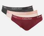 Calvin Klein Women's Motive Cotton Bikini Briefs 3-Pack - Tawny Port/Charcoal Heather/Nymph's Thigh