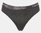 Calvin Klein Women's Motive Cotton Thong 3-Pack - Tawny Port/Charcoal Heather/Nymph's Thigh