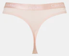 Calvin Klein Women's Motive Cotton Thong 3-Pack - Tawny Port/Charcoal Heather/Nymph's Thigh