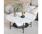 UNHO Heavy Stoned Marble Coffee Table Living Room Center Table 2 Tier Storage