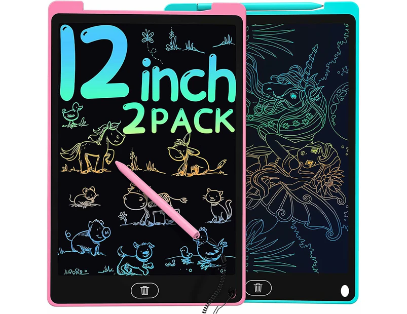 2 Pack 12inch LCD Writing Tablet Doodle Board Colorful Drawing Pad for Kids Portable Drawing Table Learning Creative Toy