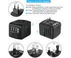 Travel Adapter Worldwide, Universal International Power Plug Adapter W/2.4A 3xUSB-A and 3.0A Type-C Wall Charger, European Travel Plug Adapter -Black
