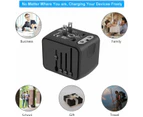 Travel Adapter Worldwide, Universal International Power Plug Adapter W/2.4A 3xUSB-A and 3.0A Type-C Wall Charger, European Travel Plug Adapter -Black