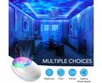 Bluetooth Music Speaker Sea Ocean Wave Nebula Ceiling Galaxy Projector Led Star Night Light with 8 Color Modes White Noise -White