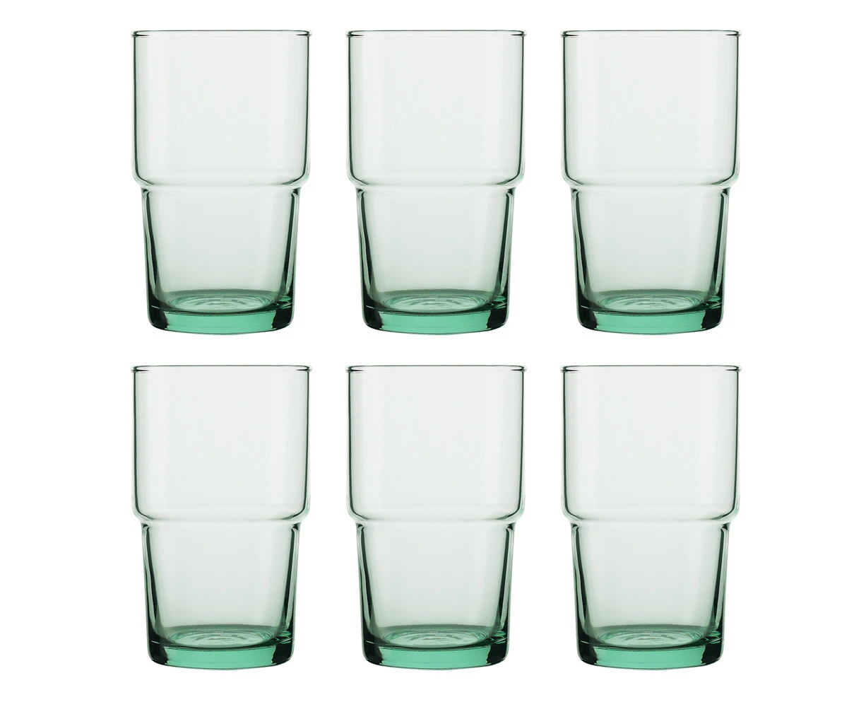 6pc Ecology Habitat Drinking/Drinks Stackable Hi Ball Glasses Soft Green 390ml