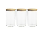 3pc Ecology Pantry Round Canisters Glass Food Containers/Storage w/ Bamboo Lid