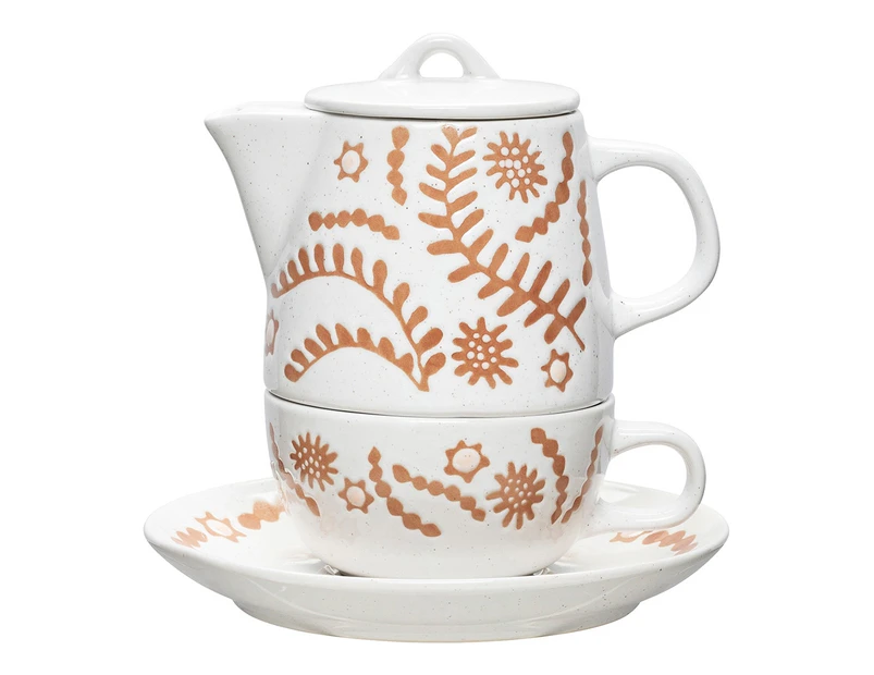 Ecology Nori Stoneware Tea For One Drinking Teapot/Teacup/Saucer Set 170/320ml