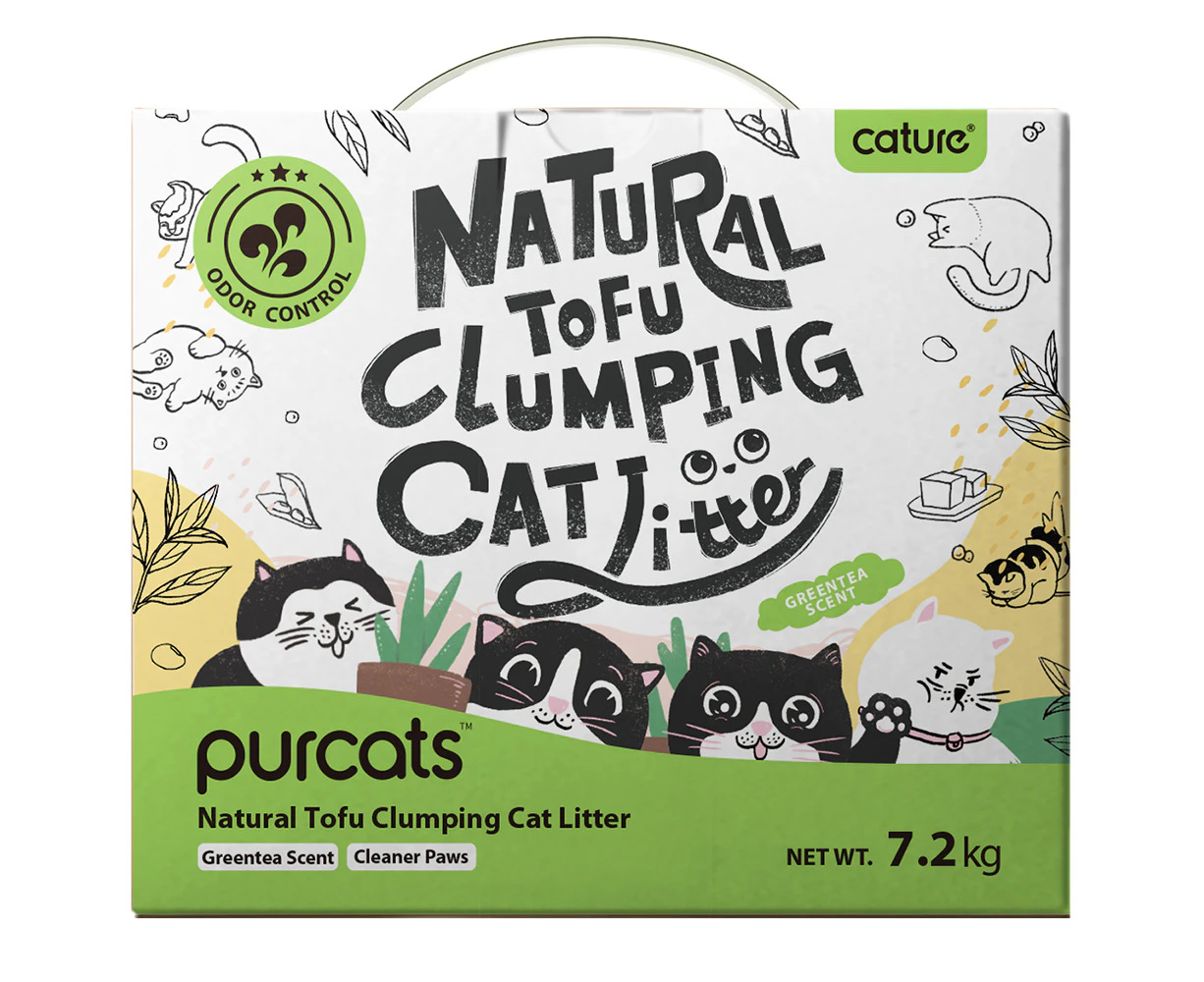 Cature 18L/7.2kg Natural Tofu Clumping Cat Litter Pellets Green Tea Flushable