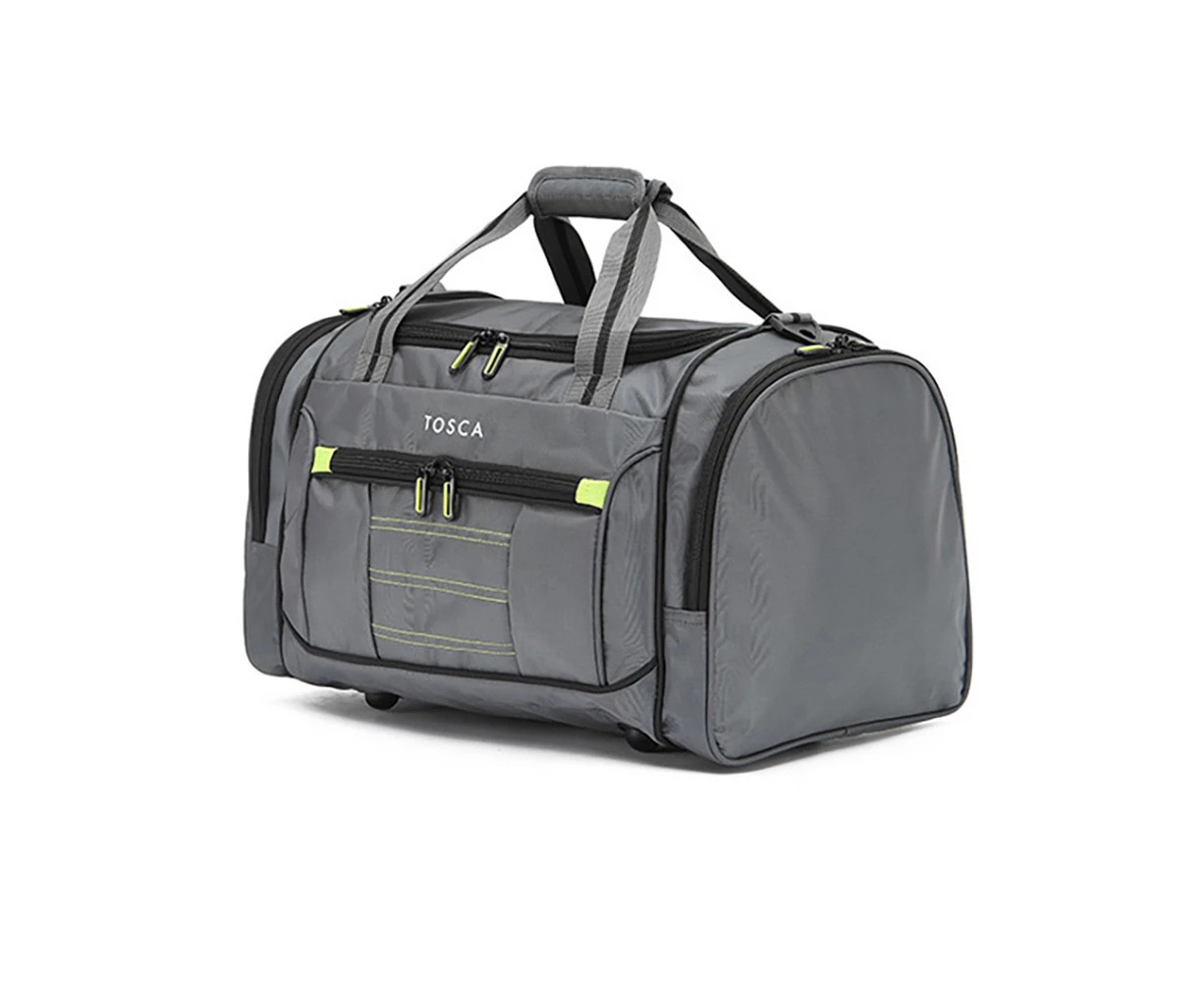 Tosca Small Duffle/Weekender Multi Purpose Tote Bag 30x48x30cm - Grey/Lime