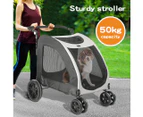 Pawz Pet Dog Stroller Pram Carrier Cat Travel Foldable 4 Wheels 50kg Capacity