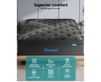 Dreamz Spring Mattress Bamboo Euro Top Bed Pocket HD Egg Foam 35cm King Single - Black