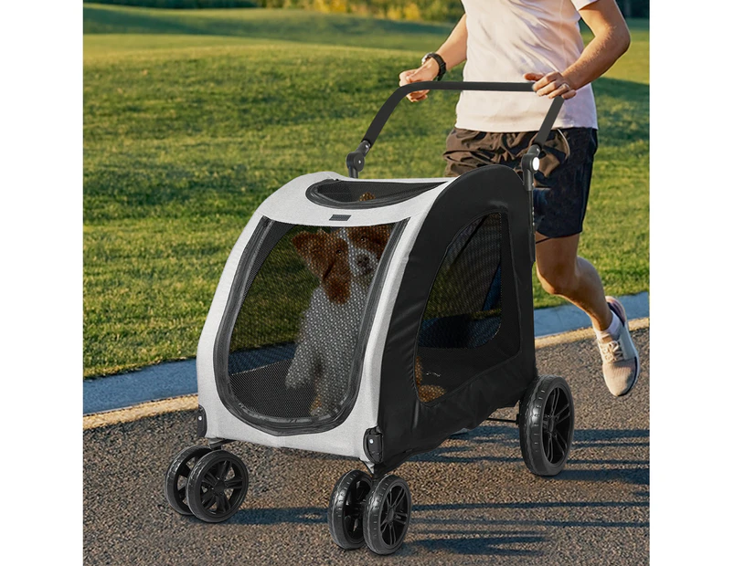 Pawz Pet Dog Stroller Pram Carrier Cat Travel Foldable 4 Wheels 50kg Capacity