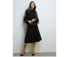 NONI B - Womens Skirts - Midi - Winter - Black - Striped - A Line - Fashion - Relaxed Fit - Knitwear - Jacquard - Knee Length - Casual Work Clothes - Black