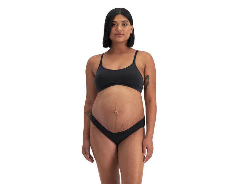 4 x Womens Bonds Maternity Bumps Bikini Underwear Undies Black - Black