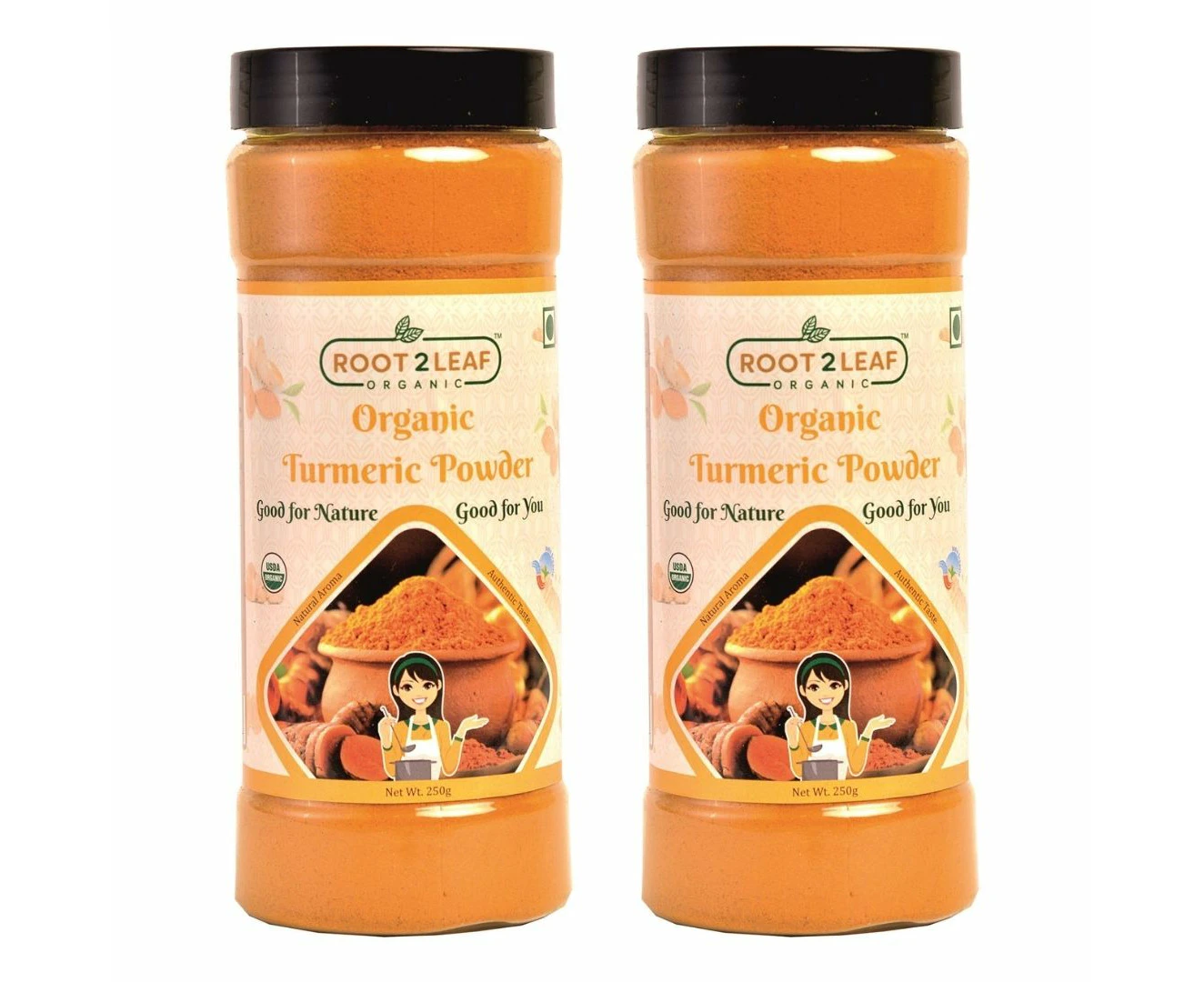 Organic Turmeric Powder 250g pack of 2 by Root2leaf Organic