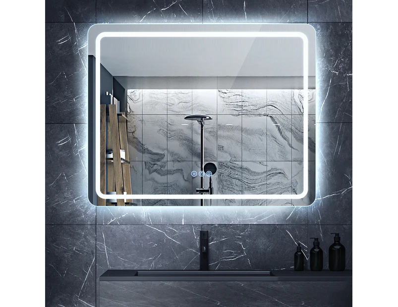 Simplus 80x60cm LED Bathroom Mirror Front Light Vanity Mirrors Wall Anti-Fog Makeup Mirror