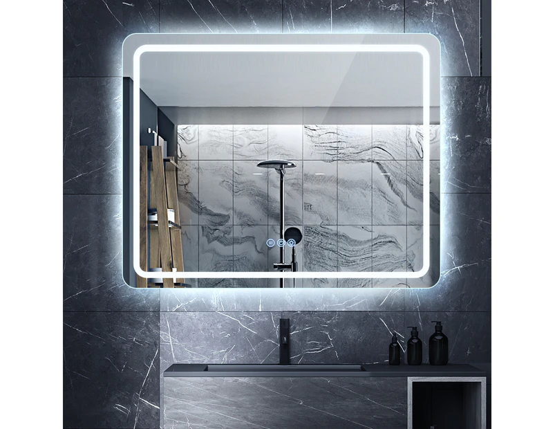 Simplus 100x80cm LED Bathroom Mirror Front Light Vanity Mirrors Wall Anti-Fog Makeup Mirror