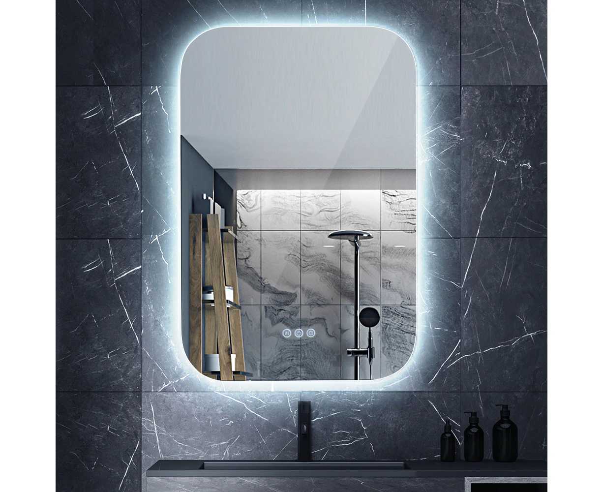 Simplus LED Wall Mirror Bathroom Makeup Mirror Vanity Mirrors Wall Mounted Touch Anti-Fog 50x75CM