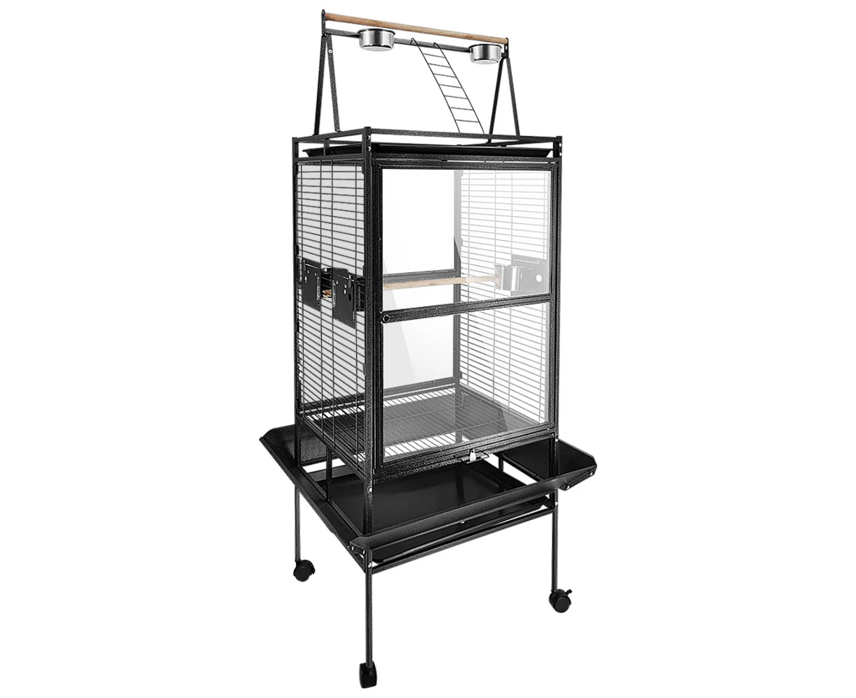 Taily Acrylic Bird Cage 173cm Large Pet Cages Parrot Aviary Stand-Alone Budgie Perch Castor Black