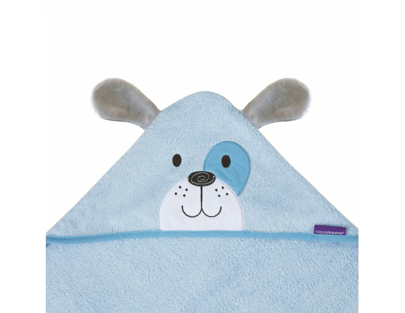 Bamboo Apron Baby Bath Towel - Blue - Patch the Puppy - Blue