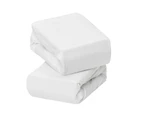 Jersey Cotton Fitted Sheets One Size Cot & Cot Bed 72 x 140 x 17cm (2Pk) - White