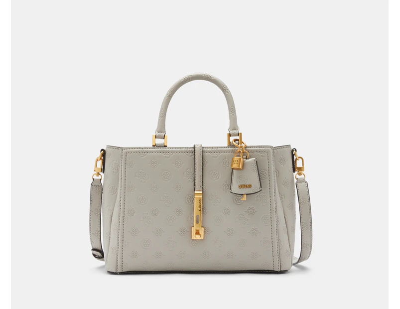 GUESS James Girlfriend Satchel Bag - Taupe Logo