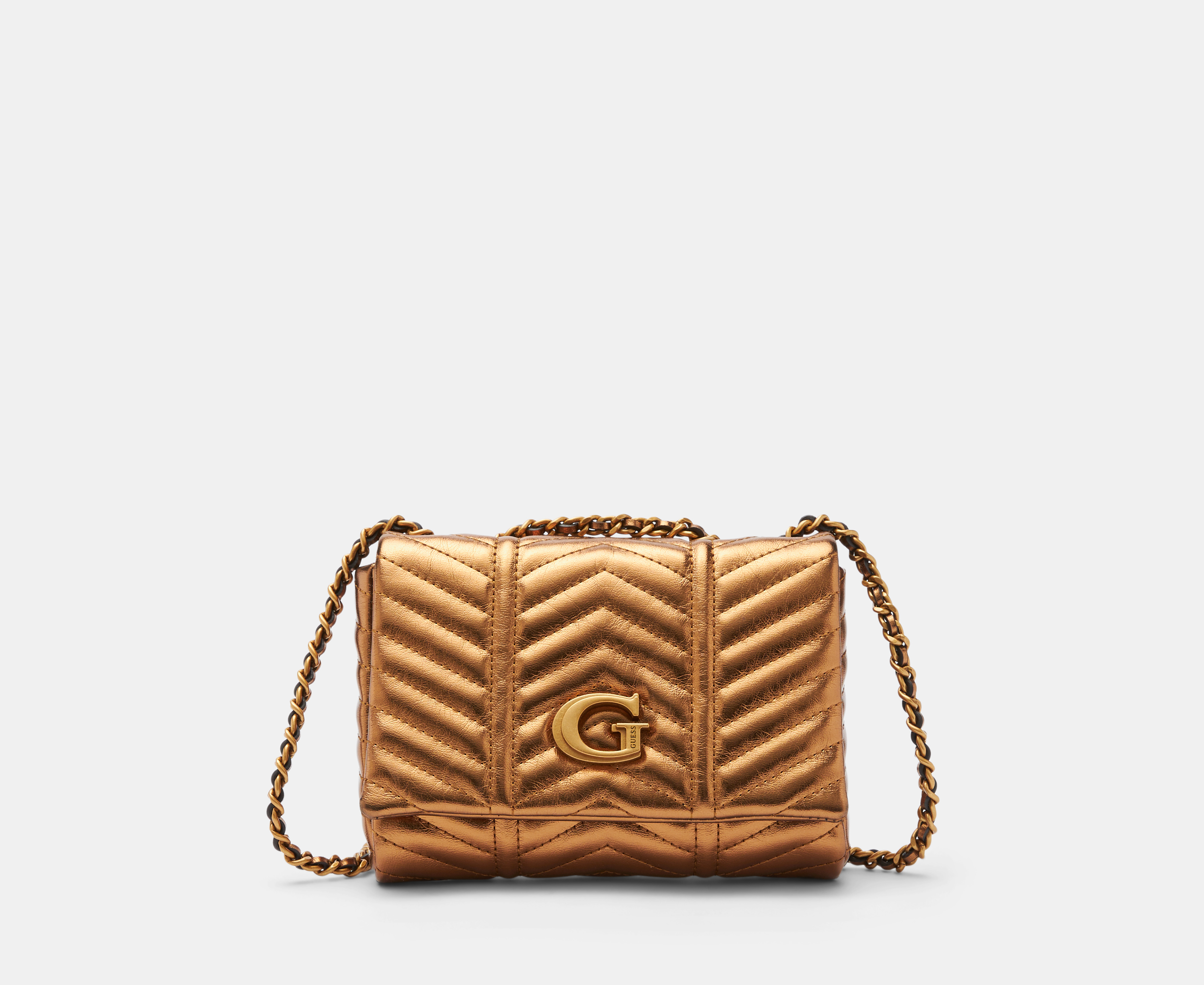 GUESS Lovide Mini Convertible Crossbody Flap Bag - Bronze | M