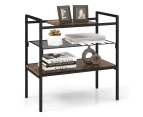 Giantex 3-Tier Console Table Entryway Display Table Sofa Side Table w/Removable Top Panel & Mesh Shelf