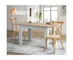 Oikiture 2PCS Crossback Dining Chair Solid Birch Timber Wood Ratan Seat Wooden