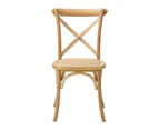 Oikiture 2PCS Crossback Dining Chair Solid Birch Timber Wood Ratan Seat Wooden