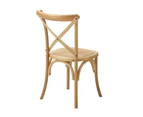 Oikiture 2PCS Crossback Dining Chair Solid Birch Timber Wood Ratan Seat Wooden