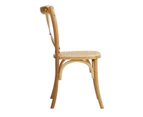 Oikiture 2PCS Crossback Dining Chair Solid Birch Timber Wood Ratan Seat Wooden