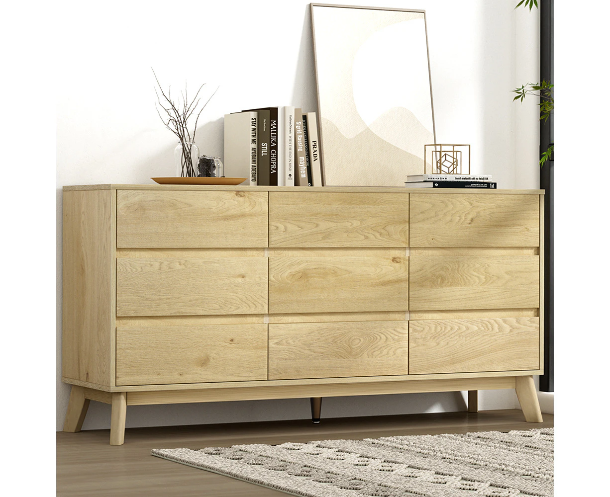 Artiss 9 Chest of Drawers Tallboy Cabinet - XAVI Pine