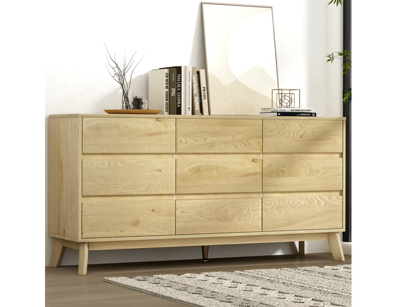 Artiss 9 Chest of Drawers Tallboy Cabinet - XAVI Pine