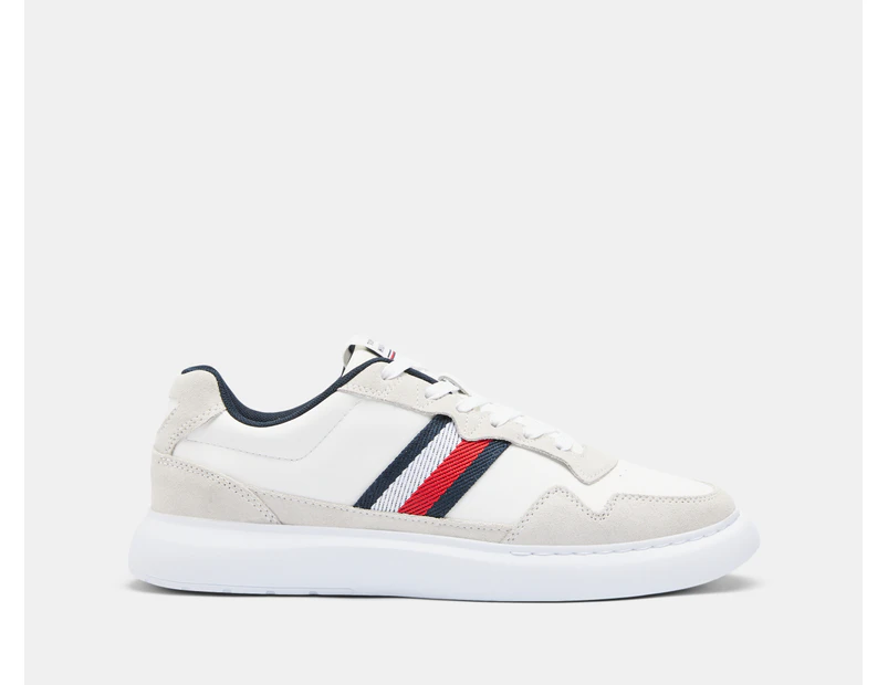 Tommy Hilfiger Men's Lightweight Leather Mix Cupsole Sneakers - White/Multi