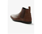 RIVERS - Mens Winter Boots - Chelsea - Brown Casual Shoes - Office Footwear - Elastic Gusset - Pull Tab - Slip On - Classic Design - Work Fashion - Brown