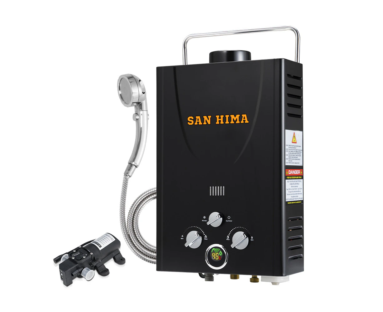 SAN HIMA Portable Gas Hot Water Heater System 8L Caravan Outdoor Camping Shower