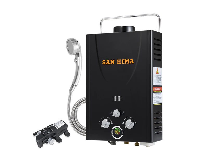 SAN HIMA Portable Gas Hot Water Heater System Caravan Outdoor Camping Shower 8L